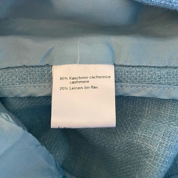 Linen Blazer AKRIS For Bergdorf Goodman Cashmere Linen Aqua Blue Blazer Size 14 - Picture 10 of 11